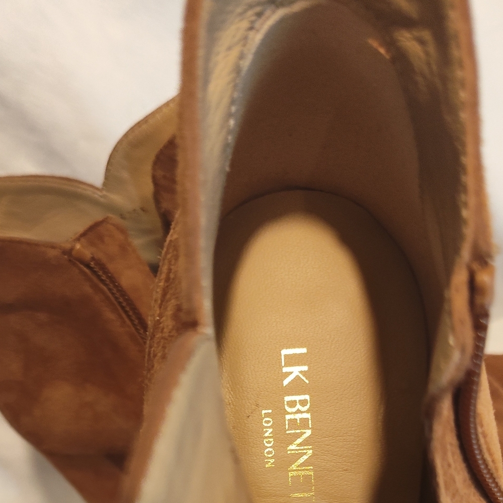 L.K. BENNETT Brown Suede Ankle Boots Chunky Heel - Picture 7 of 9